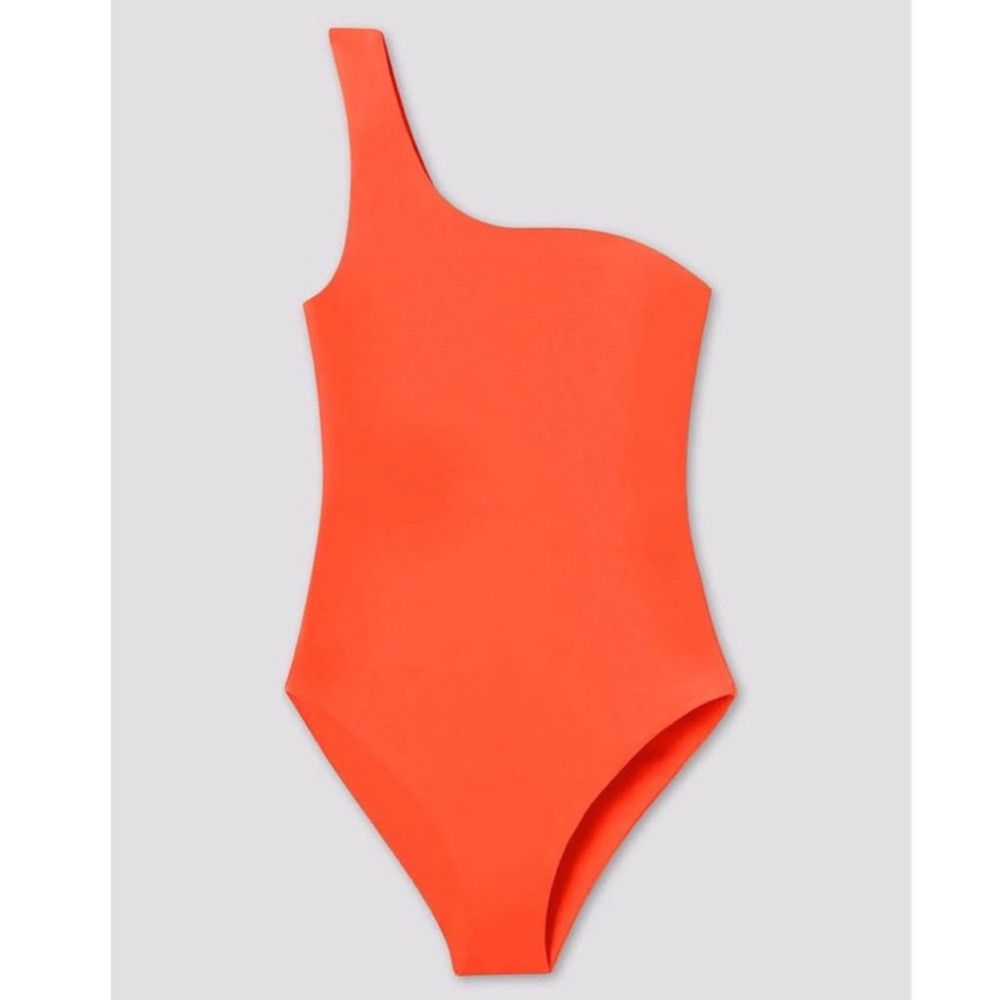 The one-shoulder Girlfriend Collective Oasis One Piece Swim Suit